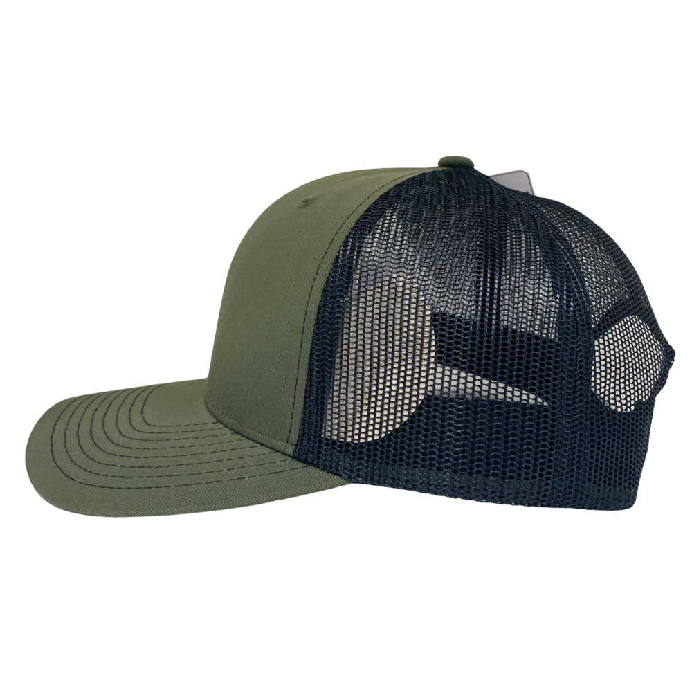 6 Panel Trucker Hat Loden Green/Black Penguin Woven Patches Breathable Mesh Adjustable Single Row Buckle High Quality Wholesale 4