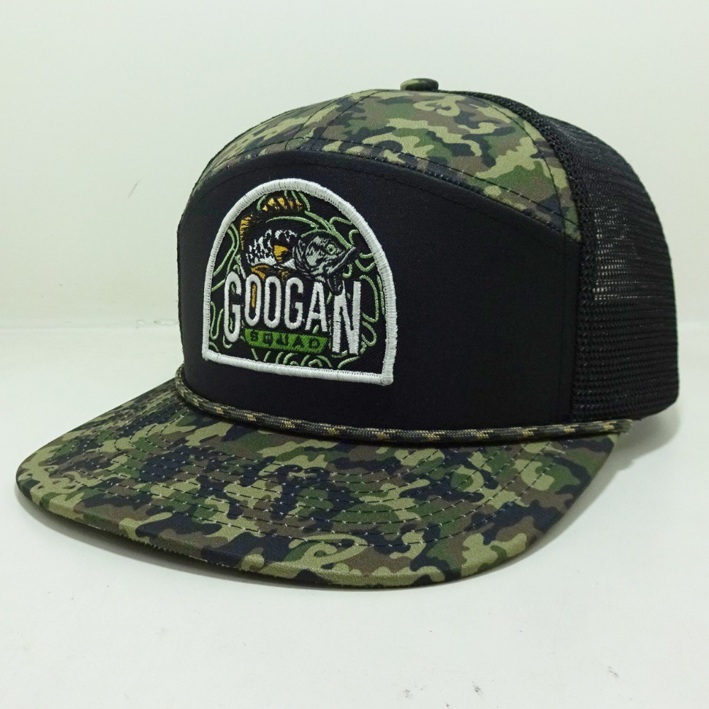 7 Panel Camouflage Trucker Hats Woven/Embroidered Logo Patch Flat Brim Adjustable Snapback Fishing Hunting Vietnam Headwear OEM 3