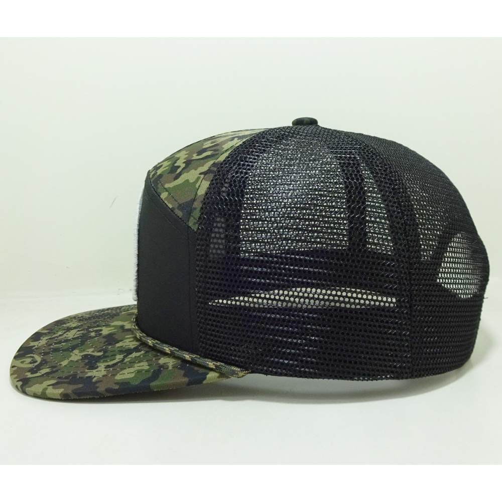 7 Panel Camouflage Trucker Hats Woven/Embroidered Logo Patch Flat Brim Adjustable Snapback Fishing Hunting Vietnam Headwear OEM 6