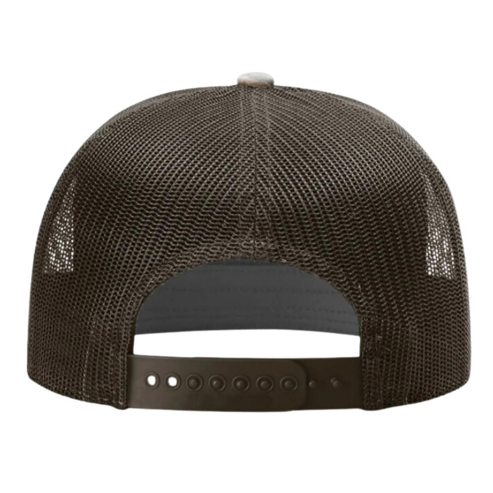 7 Panel Trucker Hat Camouflage R 168 Digital Print Snapback Flat Brim Structured Brown Mesh Adjustable Single Row Buckle Closure 6