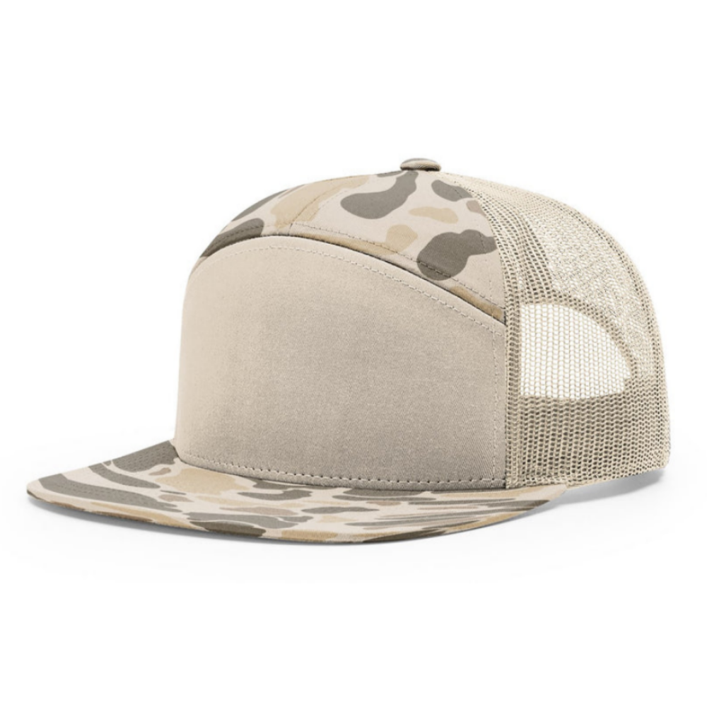 7 Panel Trucker Hat Embroidered Patches Gorras Caps Breathable Mesh Adjustable Plastic Single Row Buckle Snapback Closure Unisex 5