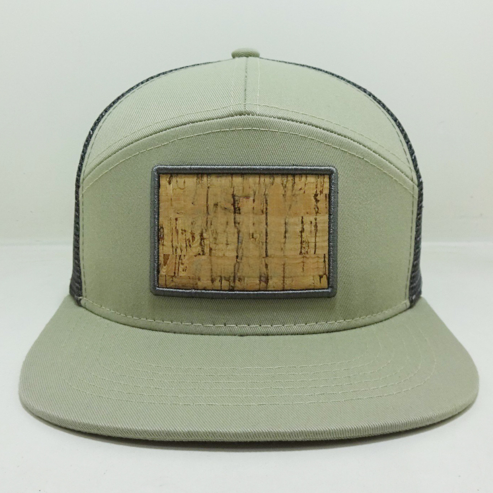 7 Panel Trucker Hats Leather Patch Flat Brim Green/Gray Structured Adjustable Snapback American Styles Hunting Fishing Vietnam 2