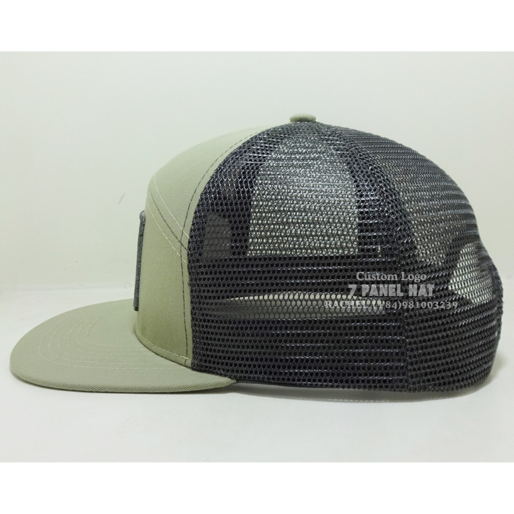7 Panel Trucker Hats Leather Patch Flat Brim Green/Gray Structured Adjustable Snapback American Styles Hunting Fishing Vietnam 4