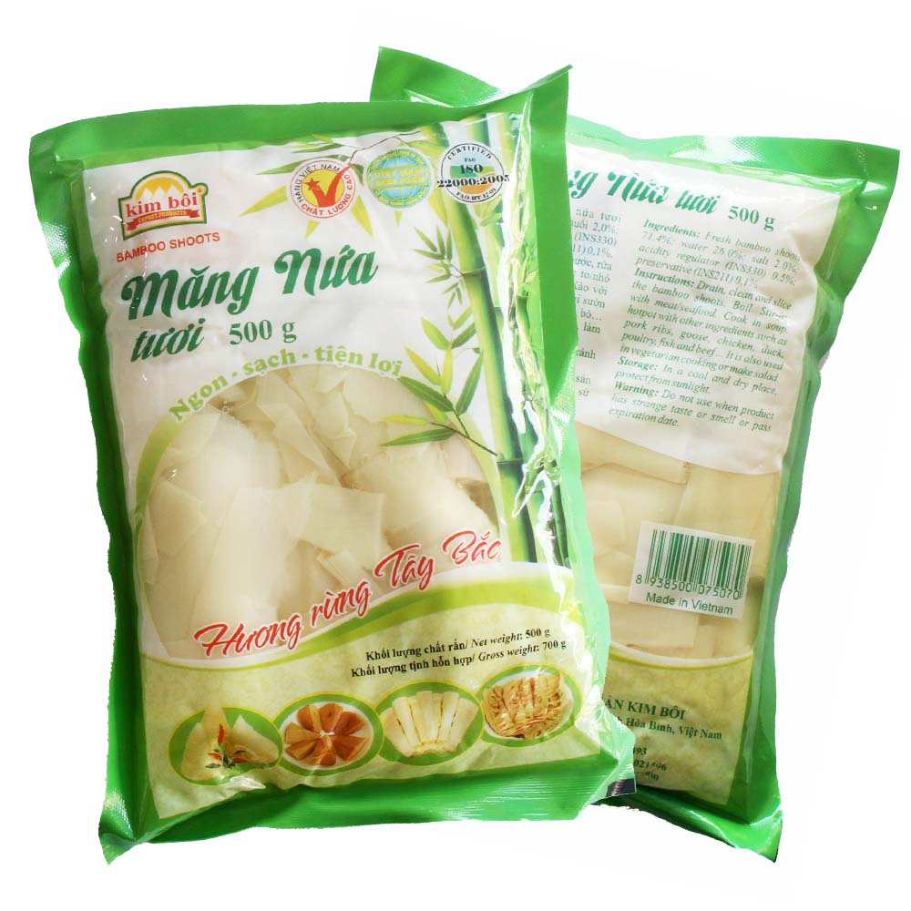 Fresh Nua Bamboo Shoots In Packet Pale Yellow Color Mildly Sweet Taste 24 Months Packaging Vacuum Pack 0.5 kg In Weight