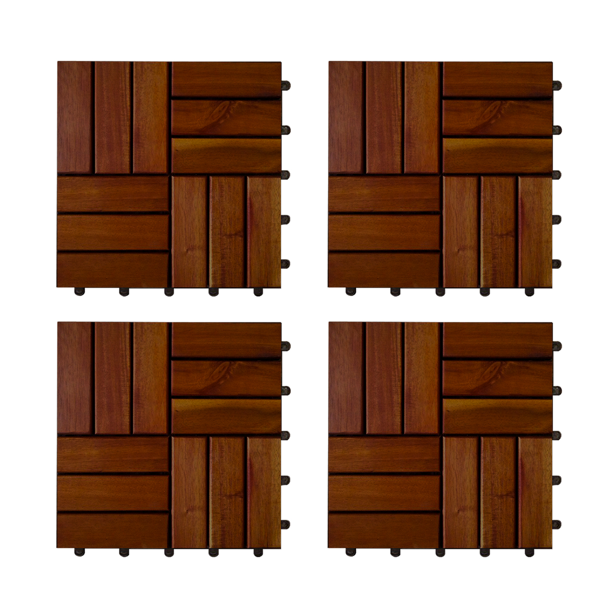 Fast Delivery Natural Wood Hardwood Deck Tiles 12 Slats Competitive Price Decking And Flooring Carton Box Packaging Made In Vietnam
