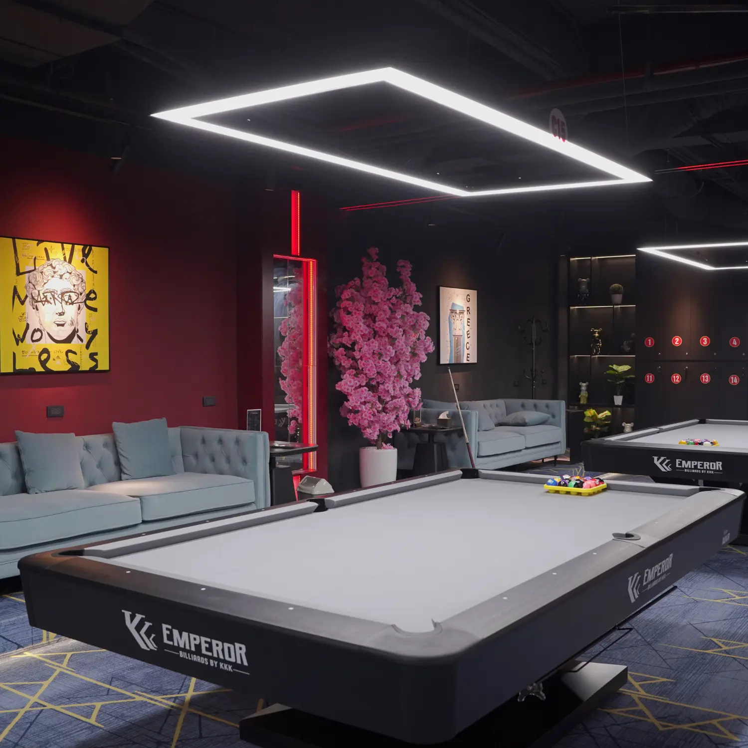 9ft Luxury Pool Table with Modern Design for Clubs and Game Centers Features Ball Return 1