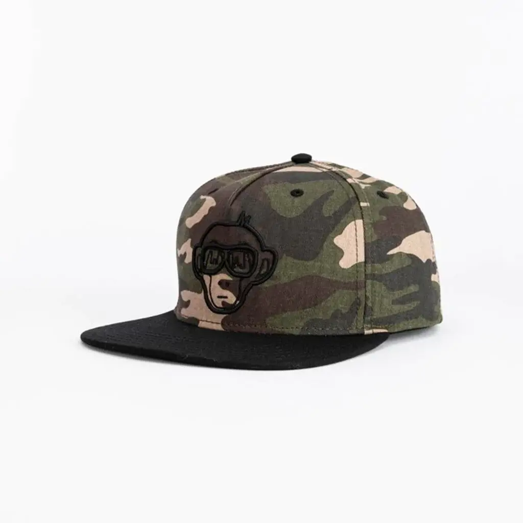 Adjustable Camouflage 3D Embroidery 5-Panel Flat Brim High Quality Medium Profile Cotton and Polyester Fabric Snapback Caps 1