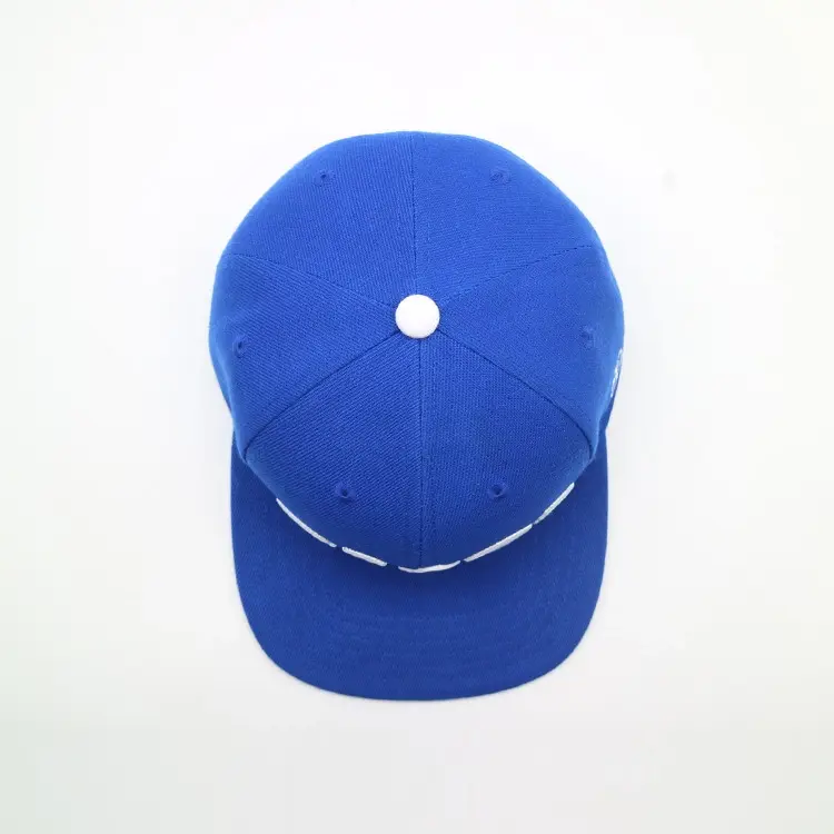 Adult Flat Brim Snapback Hats Plastic Closure 6 Panels Blue Color High Quality Medium Profile Cotton/Polyester Fabric Dad Hats 4