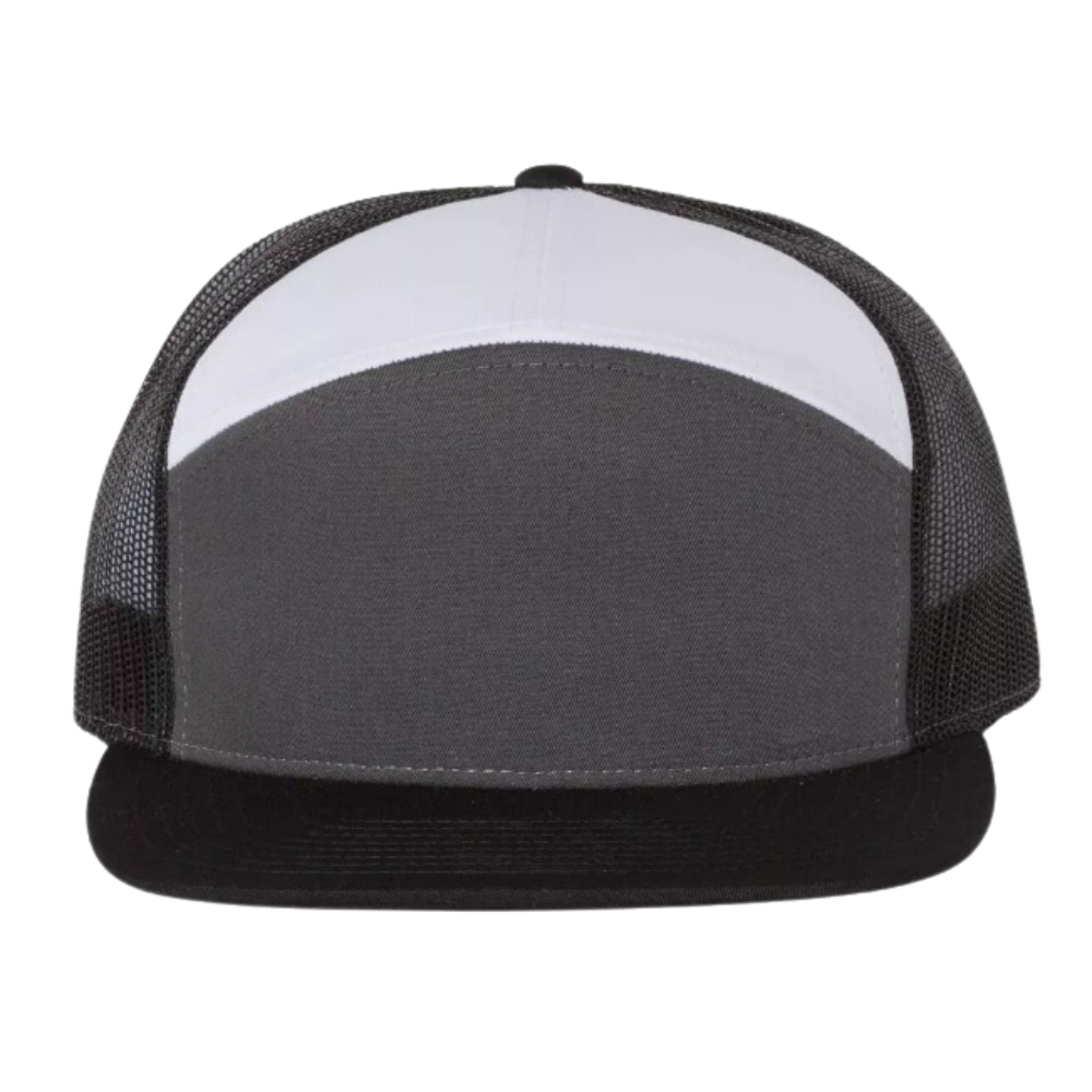 All 7 Panel Trucker Snapback Custom Your Brand Logo Breathable Mesh Adjustable Single Row Cap Buckle High Quality Wholesale OEM 7