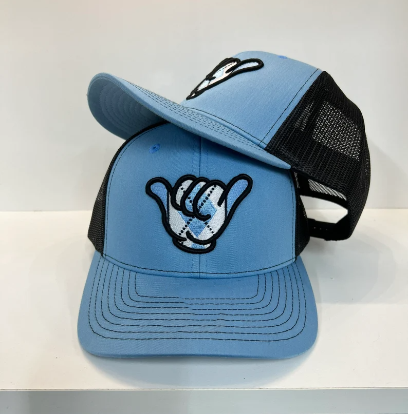 All Seasons Wholesale Products Trucker Hats 6-Panel Curved Brim High Quality Blue Color Mesh Gorras Snapback Cap Trucker Hats 1