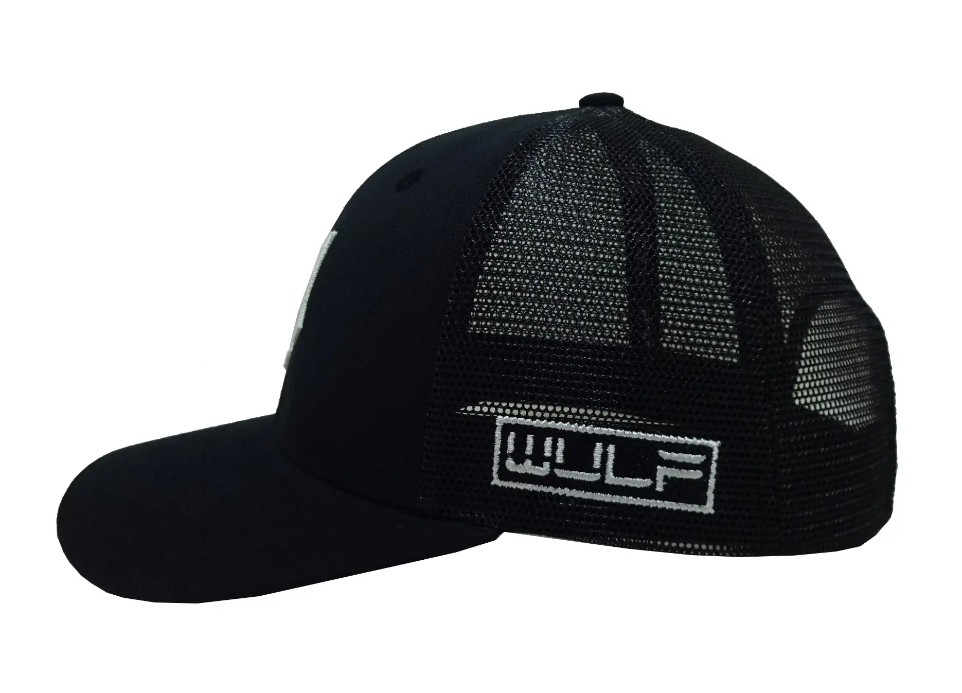 Animal 3D Embroidery 6-Panel Curved Brim High Quality Black Color Medium Profile Cotton and Mesh Fabric Trucker Hat 4