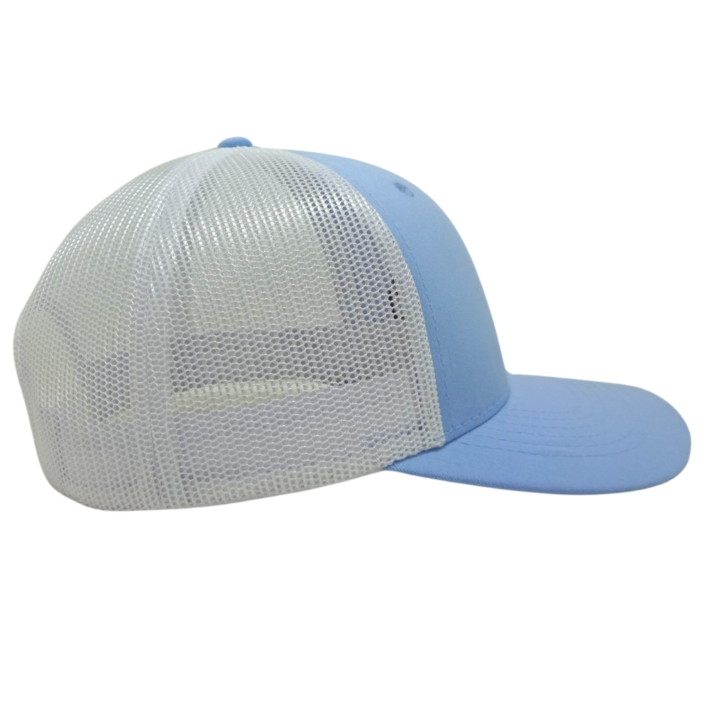 Baby Blue Trucker 6 Panel Slight Curved Brim White Mesh Structured Plastic Single Breasted Buckle Cartoon Pattern for All Ages 5