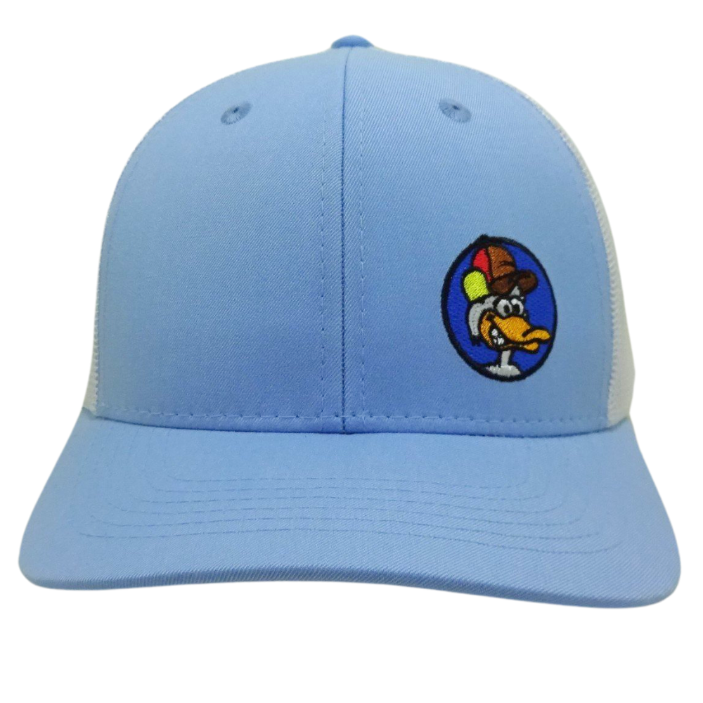 Baby Blue Trucker 6 Panel Slight Curved Brim White Mesh Structured Plastic Single Breasted Buckle Cartoon Pattern for All Ages 2