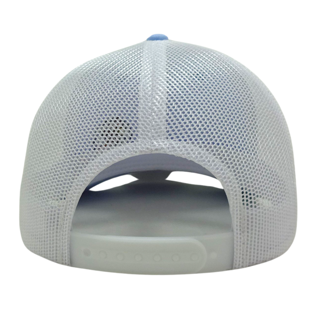 Baby Blue Trucker 6 Panel Slight Curved Brim White Mesh Structured Plastic Single Breasted Buckle Cartoon Pattern for All Ages 7