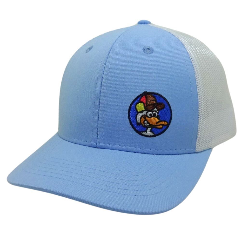 Baby Blue Trucker 6 Panel Slight Curved Brim White Mesh Structured Plastic Single Breasted Buckle Cartoon Pattern for All Ages 3