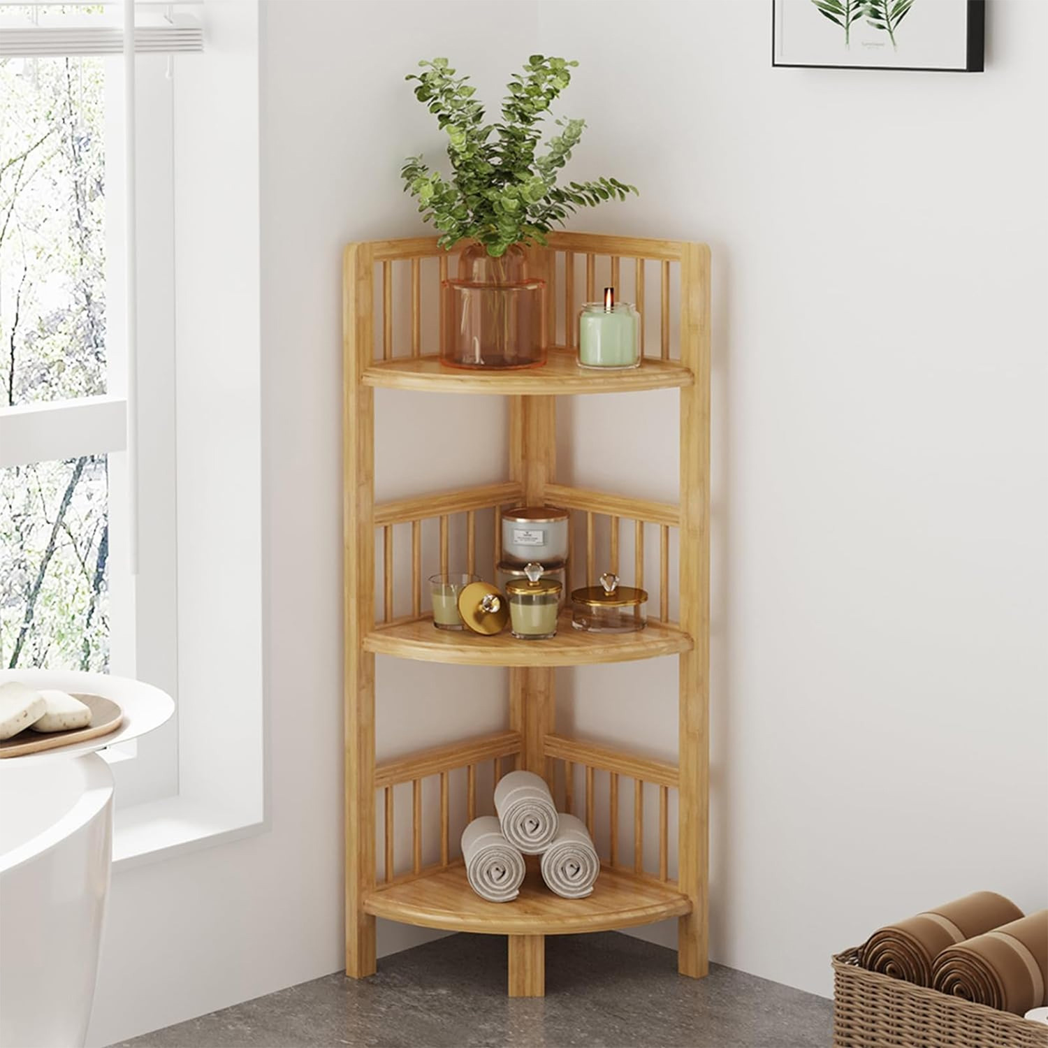 Bamboo Corner Shelves Free Standing Made In Vietnam Eco-friendly material used for Home decoration shelf  Wholesale 4