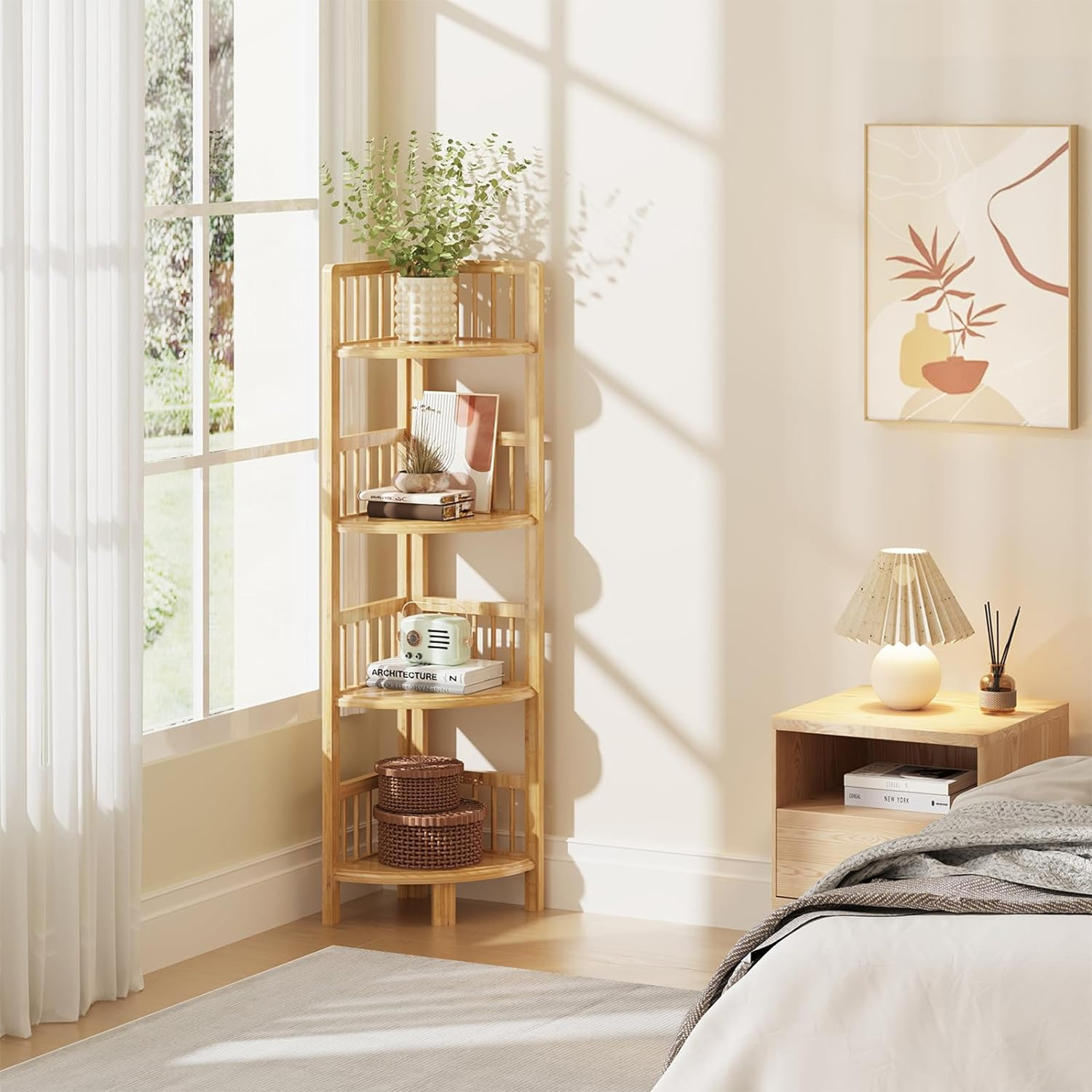 Bamboo Corner Shelves Free Standing Made In Vietnam Eco-friendly material used for Home decoration shelf  Wholesale 1
