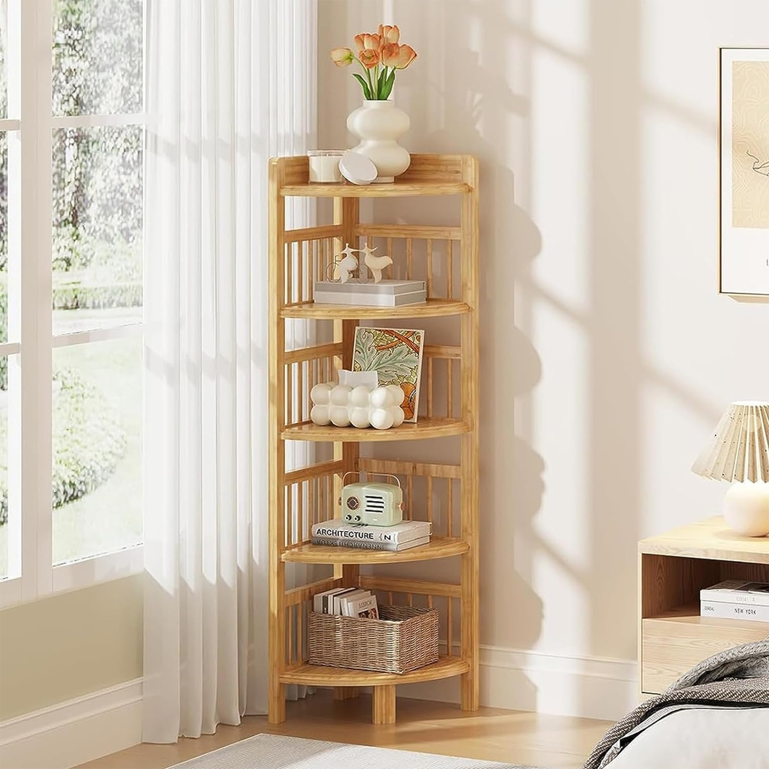 Bamboo Corner Shelves Free Standing Made In Vietnam Eco-friendly material used for Home decoration shelf  Wholesale 6