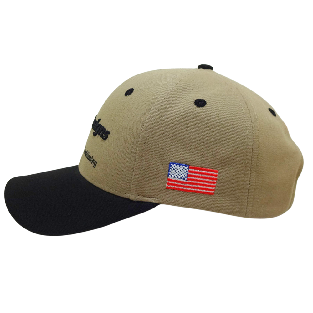 Baseball Cap 6 Panel Flat Embroidery Eyelet Black Brim Brown Front and White Mesh Your Country on Left Side for Your Company OEM 4