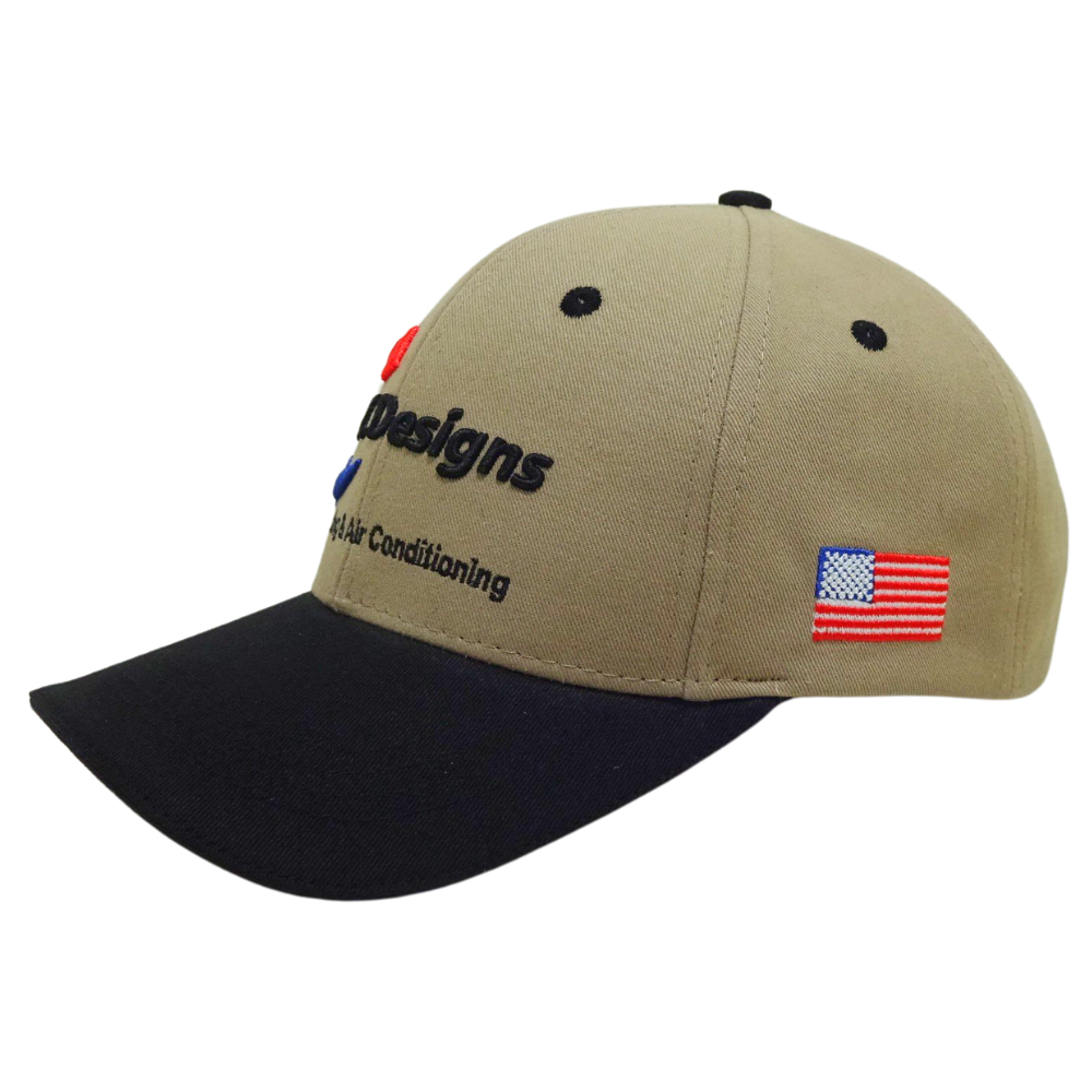 Baseball Cap 6 Panel Flat Embroidery Eyelet Black Brim Brown Front and White Mesh Your Country on Left Side for Your Company OEM 3