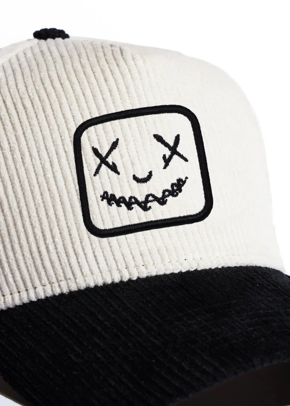 Baseball Caps Custom Embroidery Logo Corduroy Hat 5-Panel Curved Brim High Quality White/Black Color Medium Profile Baseball Cap 5