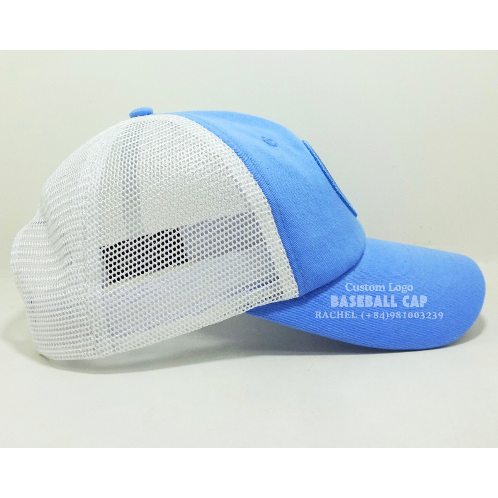 Baseball Trucker Hats 6 Panel Caps Embroidered Woven Patch Gorras Blue/White Curved Brim Label On Sweatband Adjustable Snapback 4