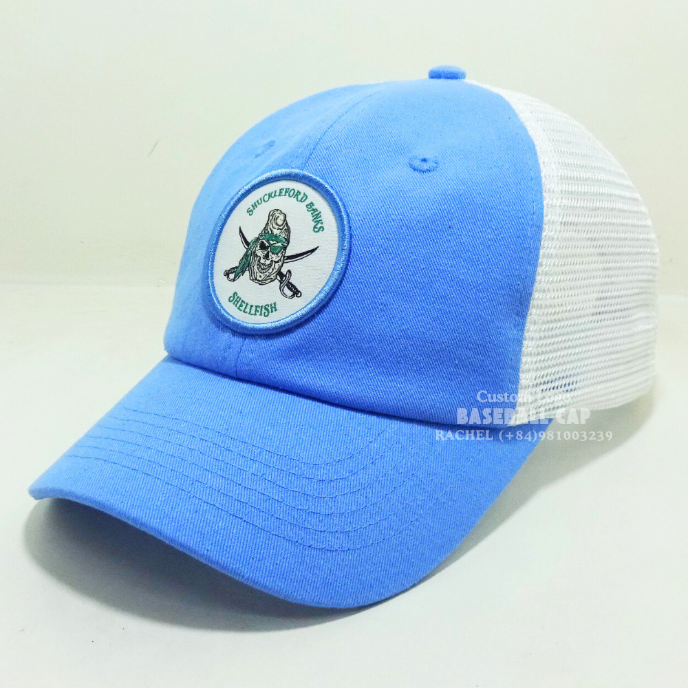 Baseball Trucker Hats 6 Panel Caps Embroidered Woven Patch Gorras Blue/White Curved Brim Label On Sweatband Adjustable Snapback 2