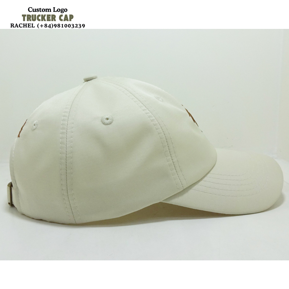 Beige Baseball Caps 6 Panel 2D Embroidered Logo Gorras Structured Hats Curved Brim Adjustable Mental Slide Buckle Sporty Unisex 4
