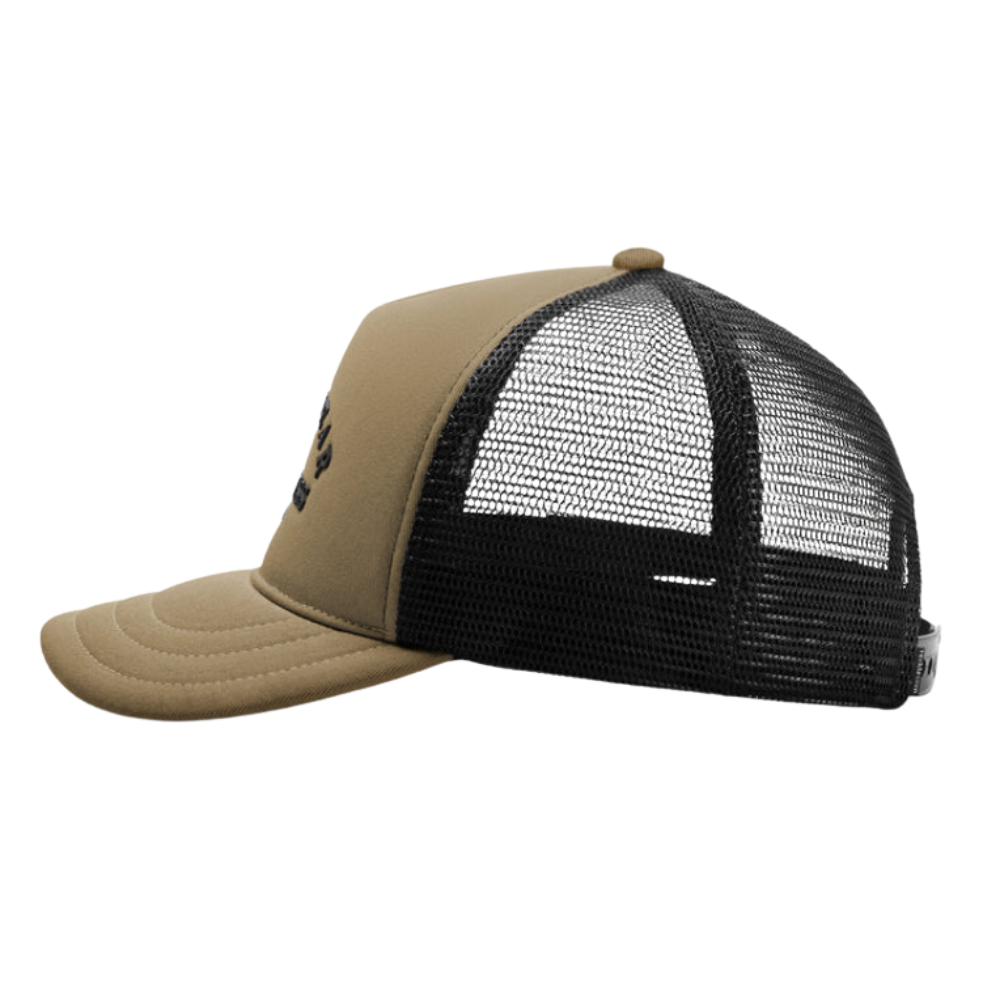 Beige Black 5 Panel Trucker Hat Custom Embroidered Caps Breathable Adjustable Single Breasted Buckle for Men Women High Quality 4