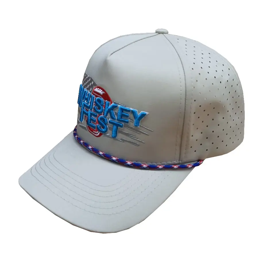 Beige Color 2D/3D Embroidery 5-Panel Curved Brim High Quality Medium Profile 65% Cotton and 35% Polyester Fabric Baseball Caps 2