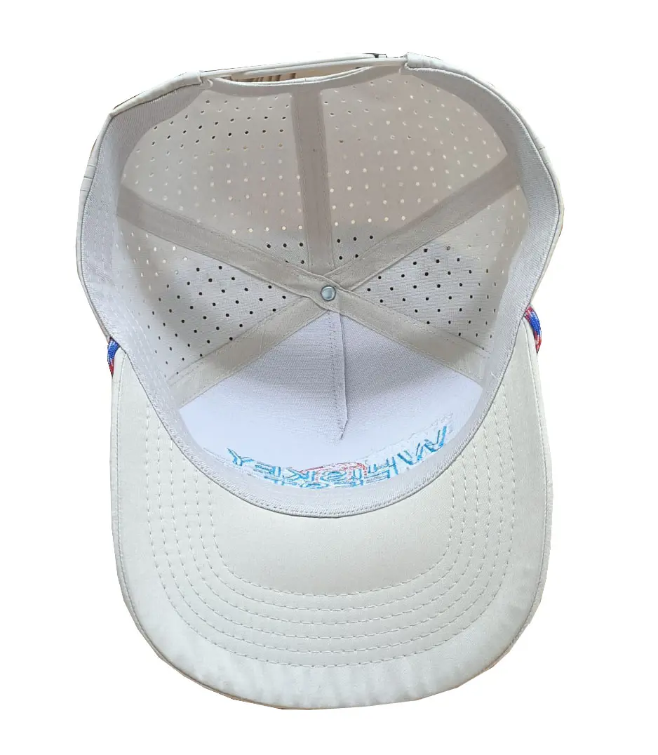 Beige Color 2D/3D Embroidery 5-Panel Curved Brim High Quality Medium Profile 65% Cotton and 35% Polyester Fabric Baseball Caps 5