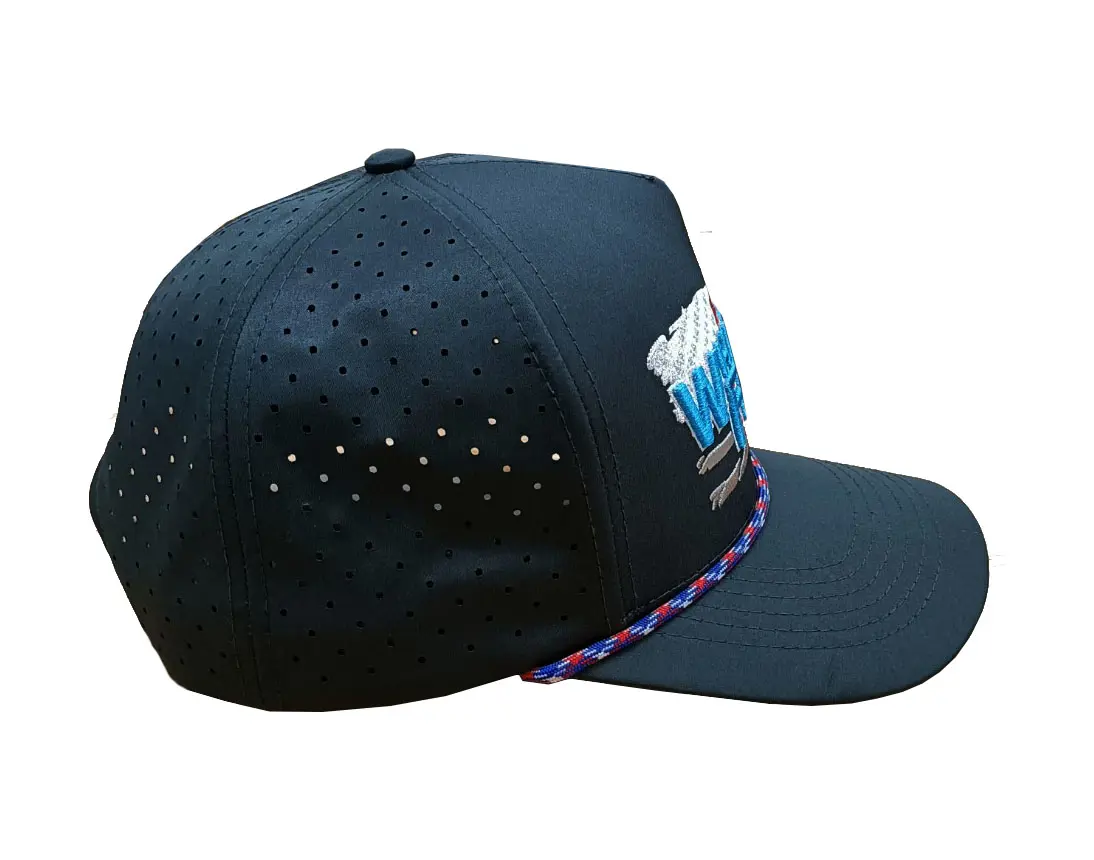 Black Color Adjustable 2D and 3D Embroidery 5-Panel Curved Brim High Quality Medium Profile Cotton/Polyester Fabric Baseball Cap 3