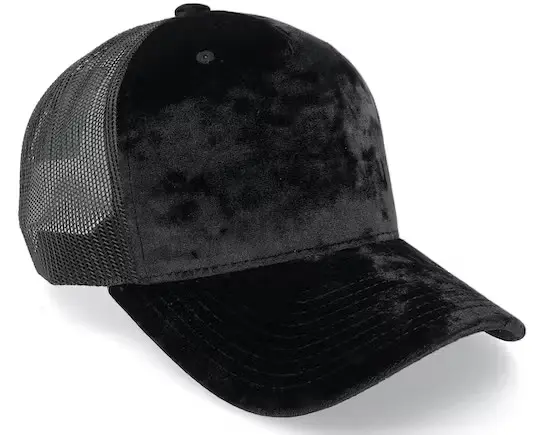Black Color Velvet Trucker Hat Custom Logo 5-Panel Curved Brim High Quality Medium Profile Wholesale Products Trucker Hat 2