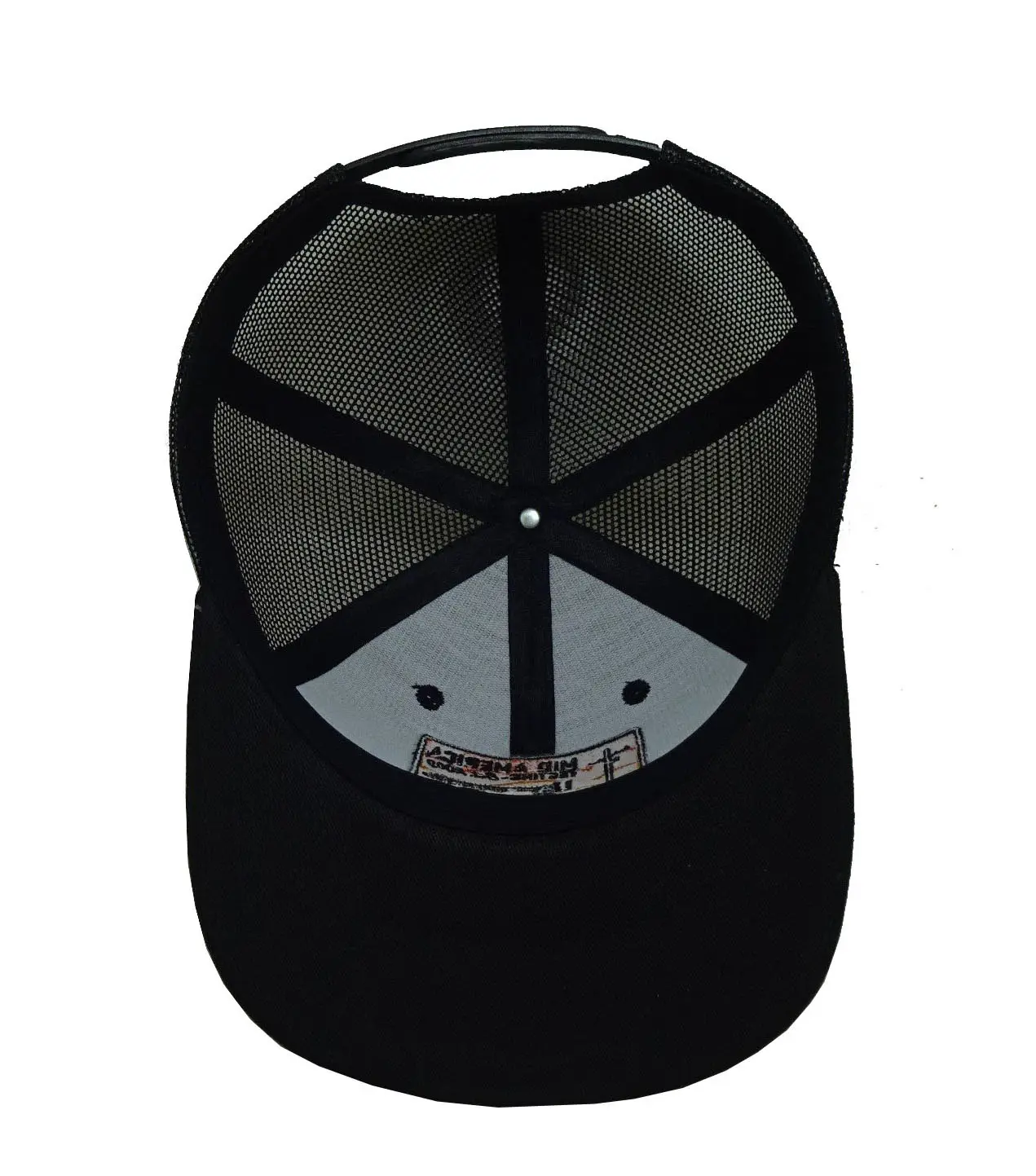 Black Color Woven Patch Logo 6-Panel Curved Brim High Quality Medium Profile Cotton and Mesh Fabric Trucker Hat for Man 6