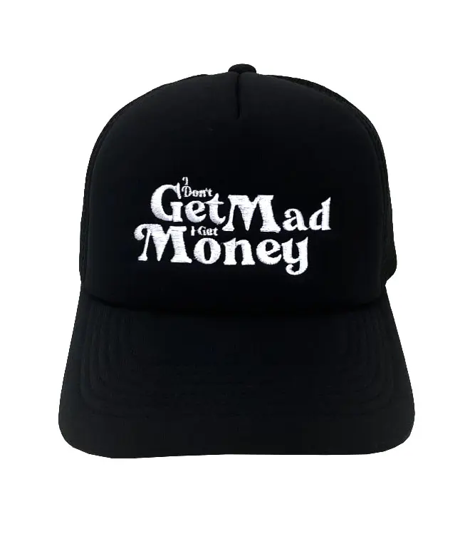 Black Foam Trucker Hat for Men 5-Panel Curved Brim High Quality Medium Profile Trendy Trucker Mesh Hats in Vietnam Factory 2