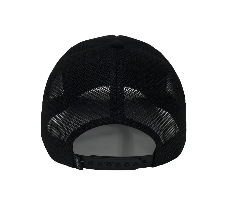 Black Foam Trucker Hat for Men 5-Panel Curved Brim High Quality Medium Profile Trendy Trucker Mesh Hats in Vietnam Factory 3
