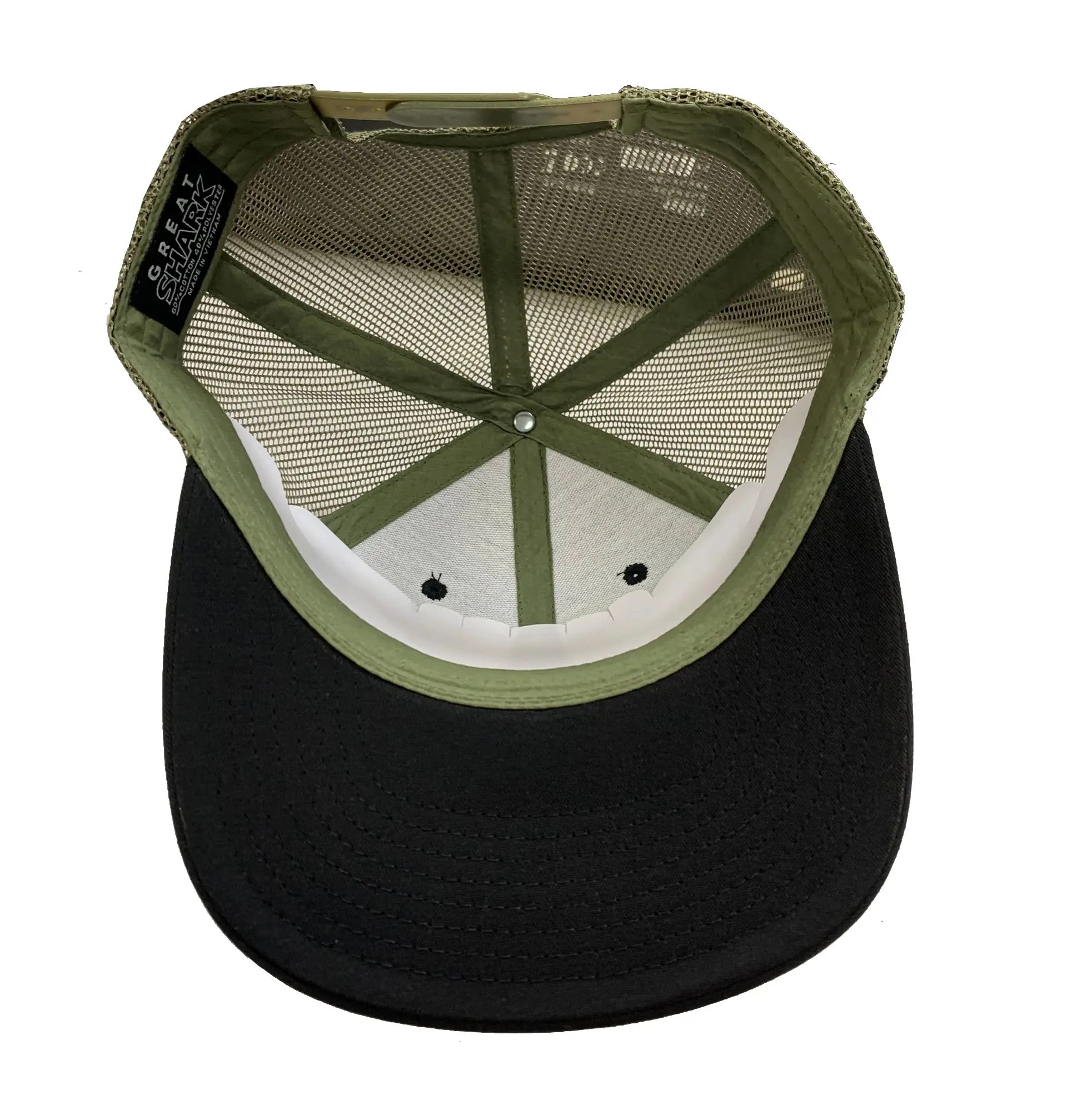 Black/ Green High Quality Trucker Hat for Man Custom Logo 65% Cotton 35% Polyester Fabric Plastic Buckle Snapback Cap 5