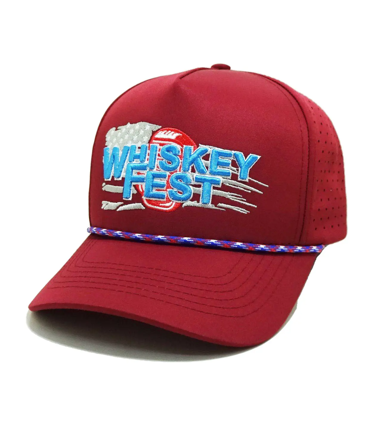Black Laser Holes Baseball Caps with Rope Embroidery Logo Whiskey Fest Promotional Brand Hats Custom Sport Golf Hats 3