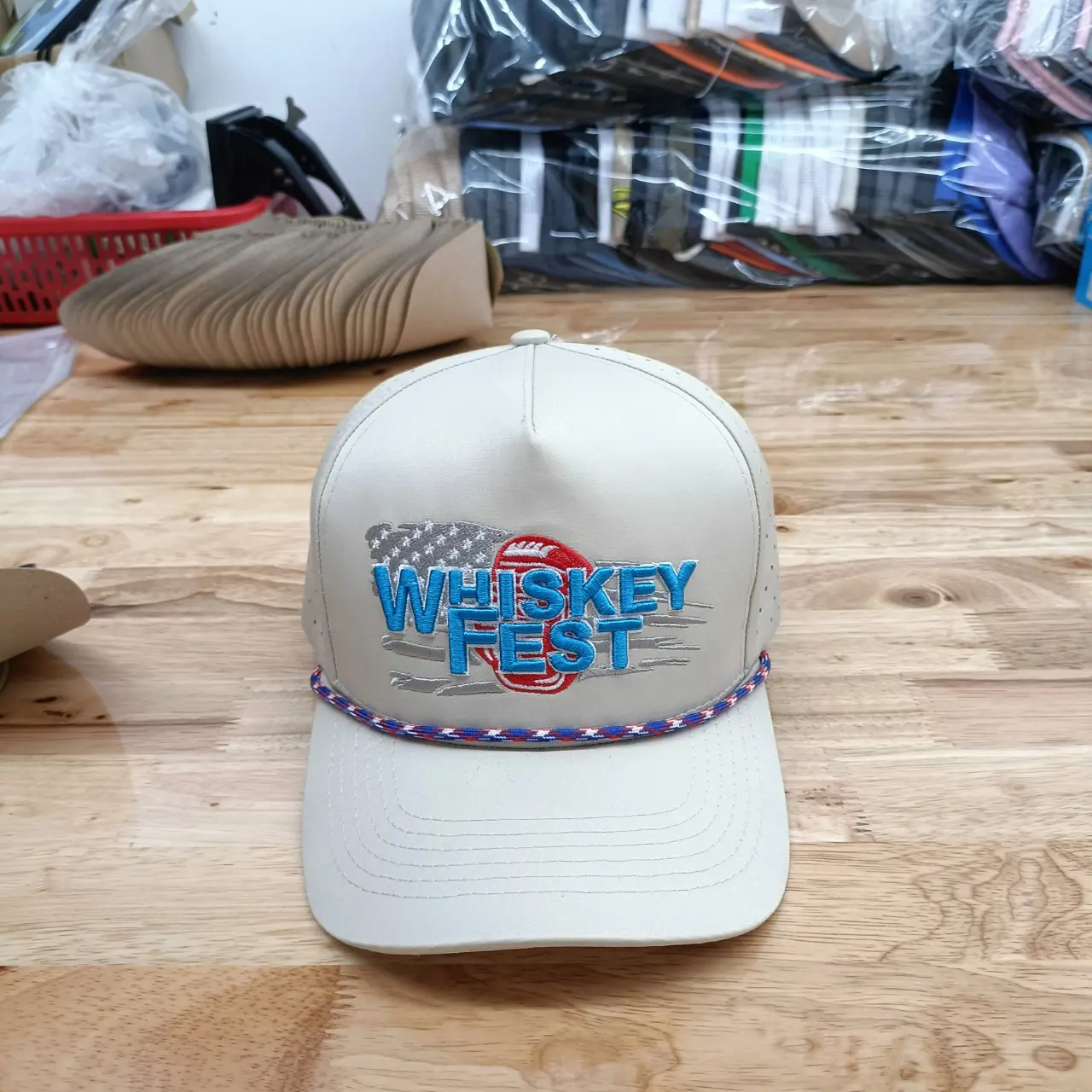 Black Laser Holes Baseball Caps with Rope Embroidery Logo Whiskey Fest Promotional Brand Hats Custom Sport Golf Hats 6