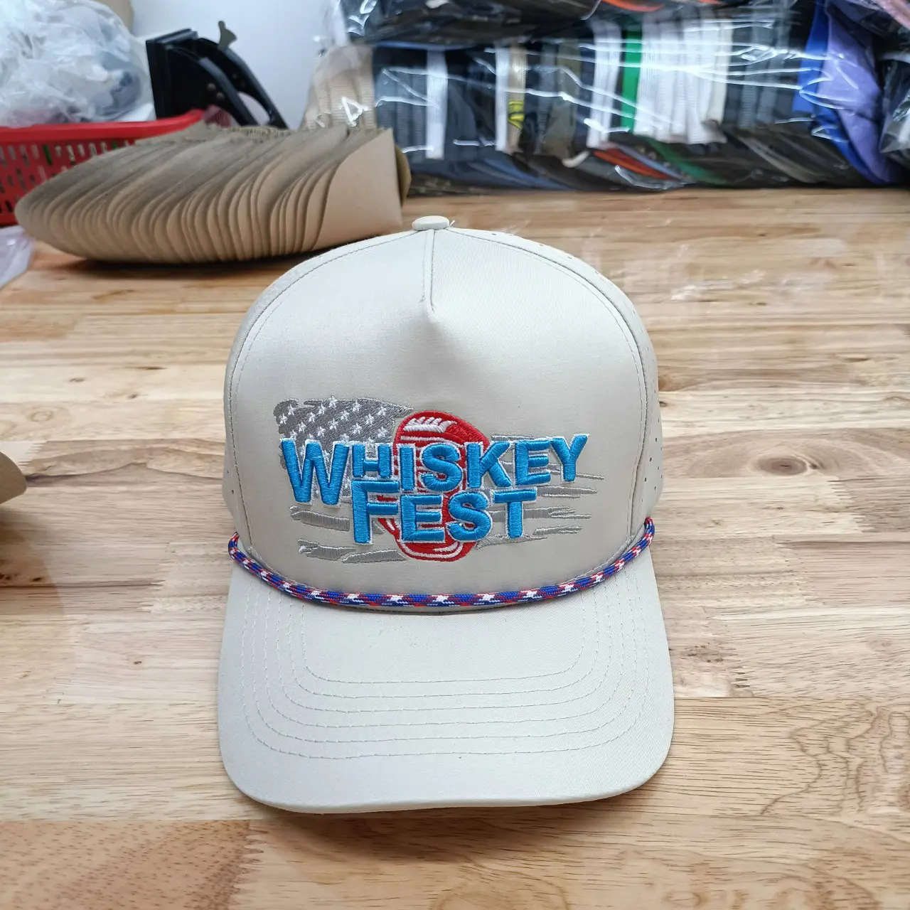Black Laser Holes Baseball Caps with Rope Embroidery Logo Whiskey Fest Promotional Brand Hats Custom Sport Golf Hats