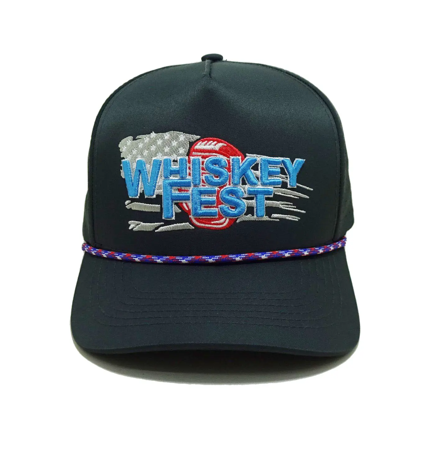 Black Laser Holes Baseball Caps with Rope Embroidery Logo Whiskey Fest Promotional Brand Hats Custom Sport Golf Hats