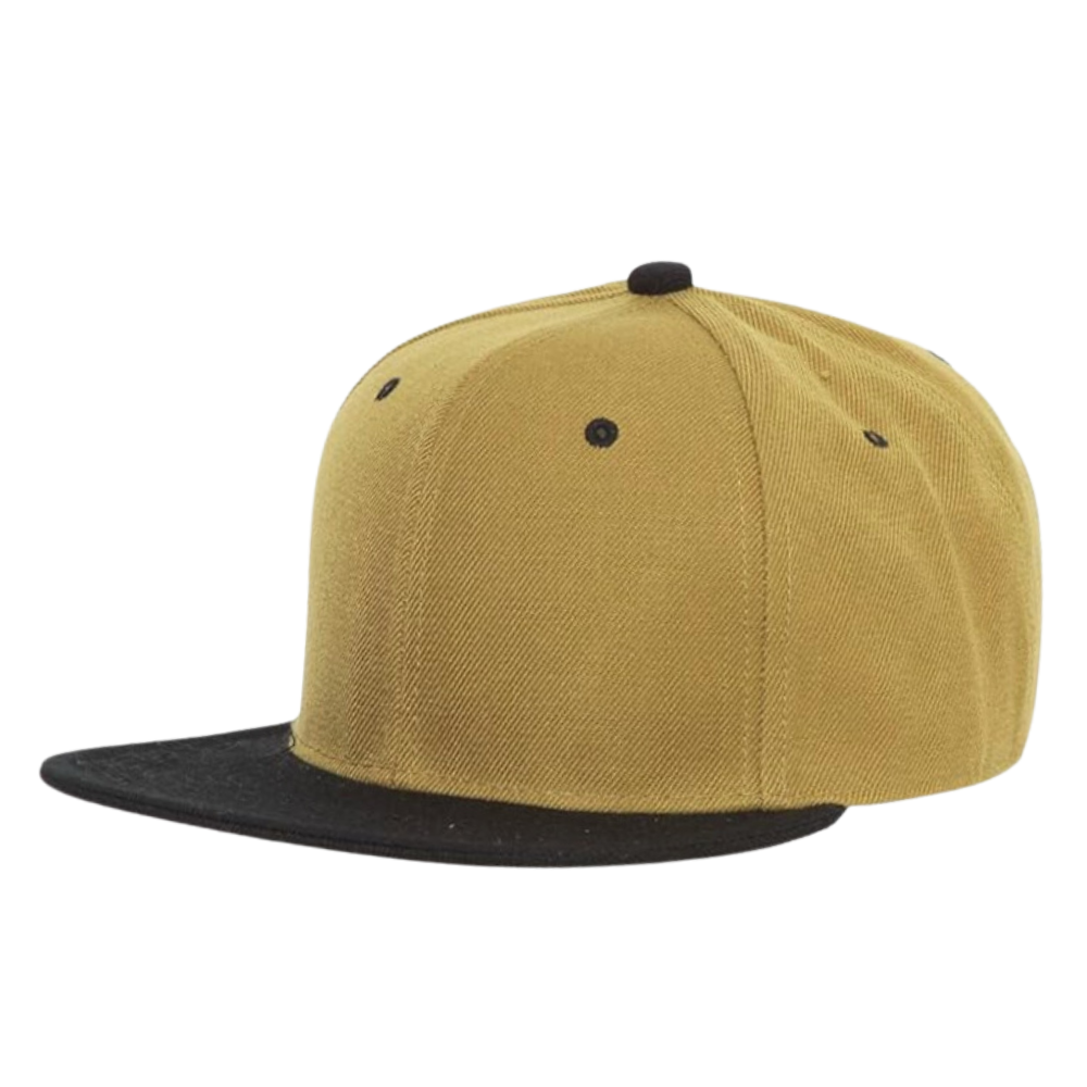 Black/Mustard Snapback 6 Panel Custom 3D Embroidered Logo Contrast Color Plastic Single Row Buckle for All Ages Men Women Unisex 4