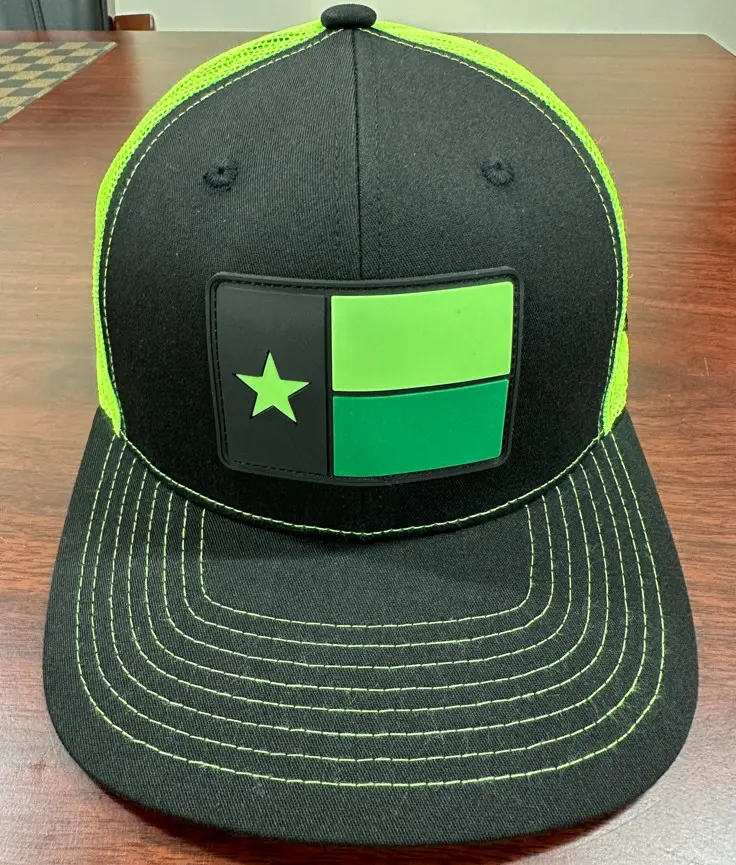 Black/ Neon Green Ricahrdson 113 Shape Real Hats with Custom Rubber Logo PVC in Vietnam Factory Gorras Casquette Headwear 1