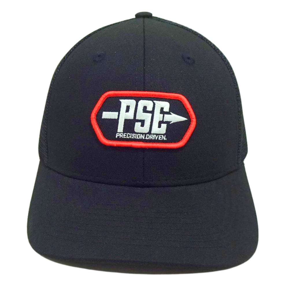 Black Trucker 6 Panel Woven Patch Merrow Structured Crown Printed Seam Tapes Slight Curved Brim Custom Label Inside and Outside 2