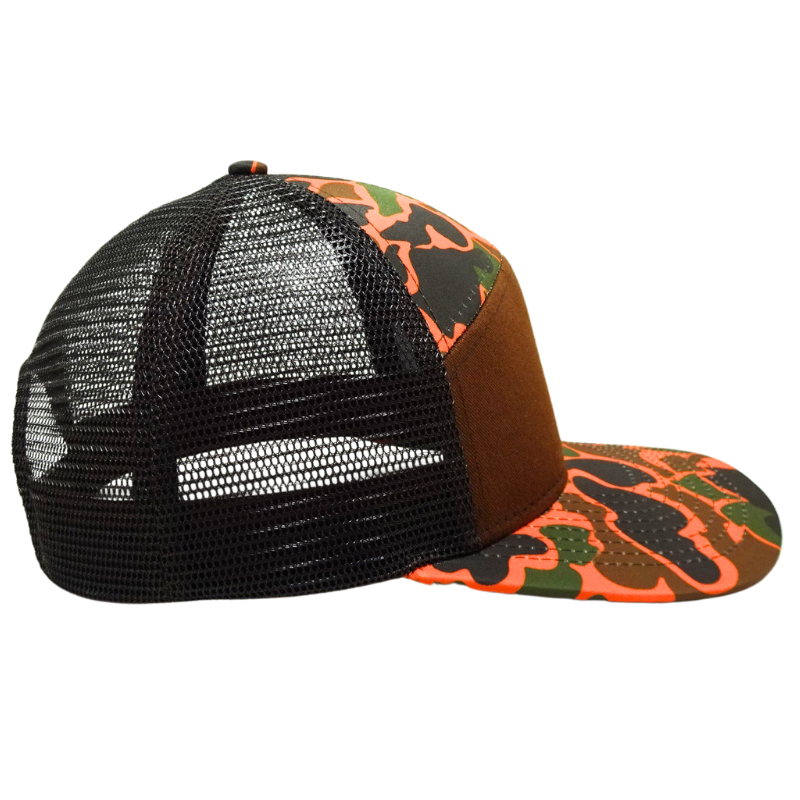 Blank Camouflage Hats Wholesale 7 Panel Streetwear Mesh Back Trucker Hat Adjustable Closure Cap Vietnam OEM ODM Supplier L01 3