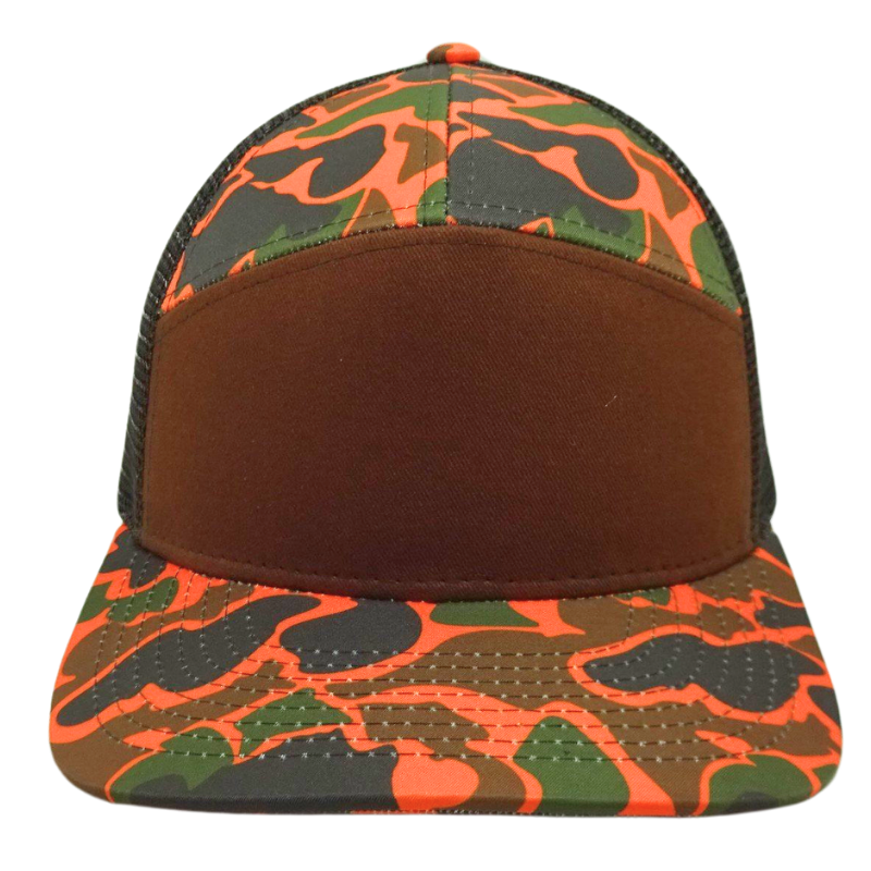 Blank Camouflage Hats Wholesale 7 Panel Streetwear Mesh Back Trucker Hat Adjustable Closure Cap Vietnam OEM ODM Supplier L01 6