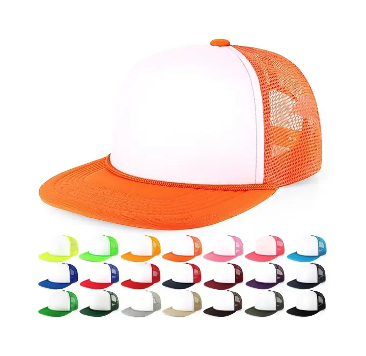 Blank Snapback Cap Hats Adult Vintage Flat Brim Trucker Snapback Caps Foam Mesh Baseball Cap Trucker Hat Custom for Men 1
