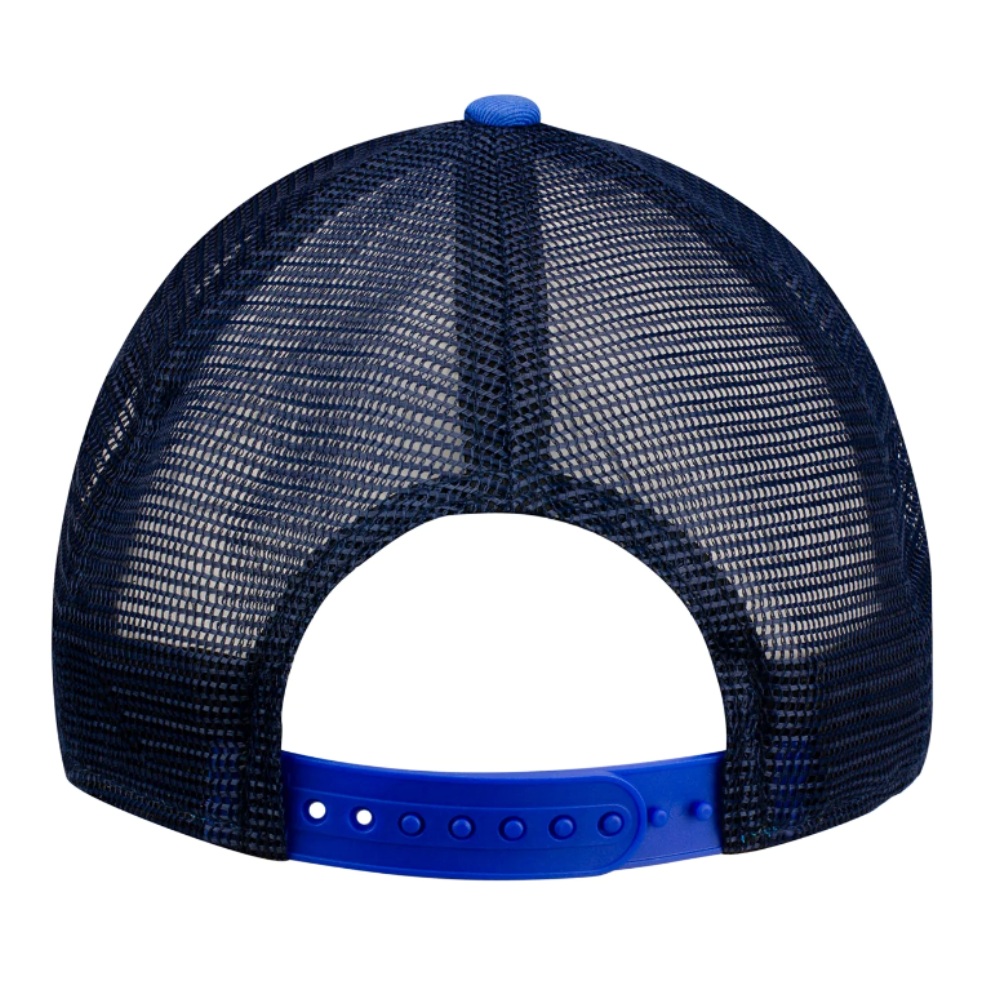 Blue 6 Panel Trucker Hat Structured Gorras Embroidered Custom Black/White Rope On Brim Contrast Stitching Line Snapback Closure 5
