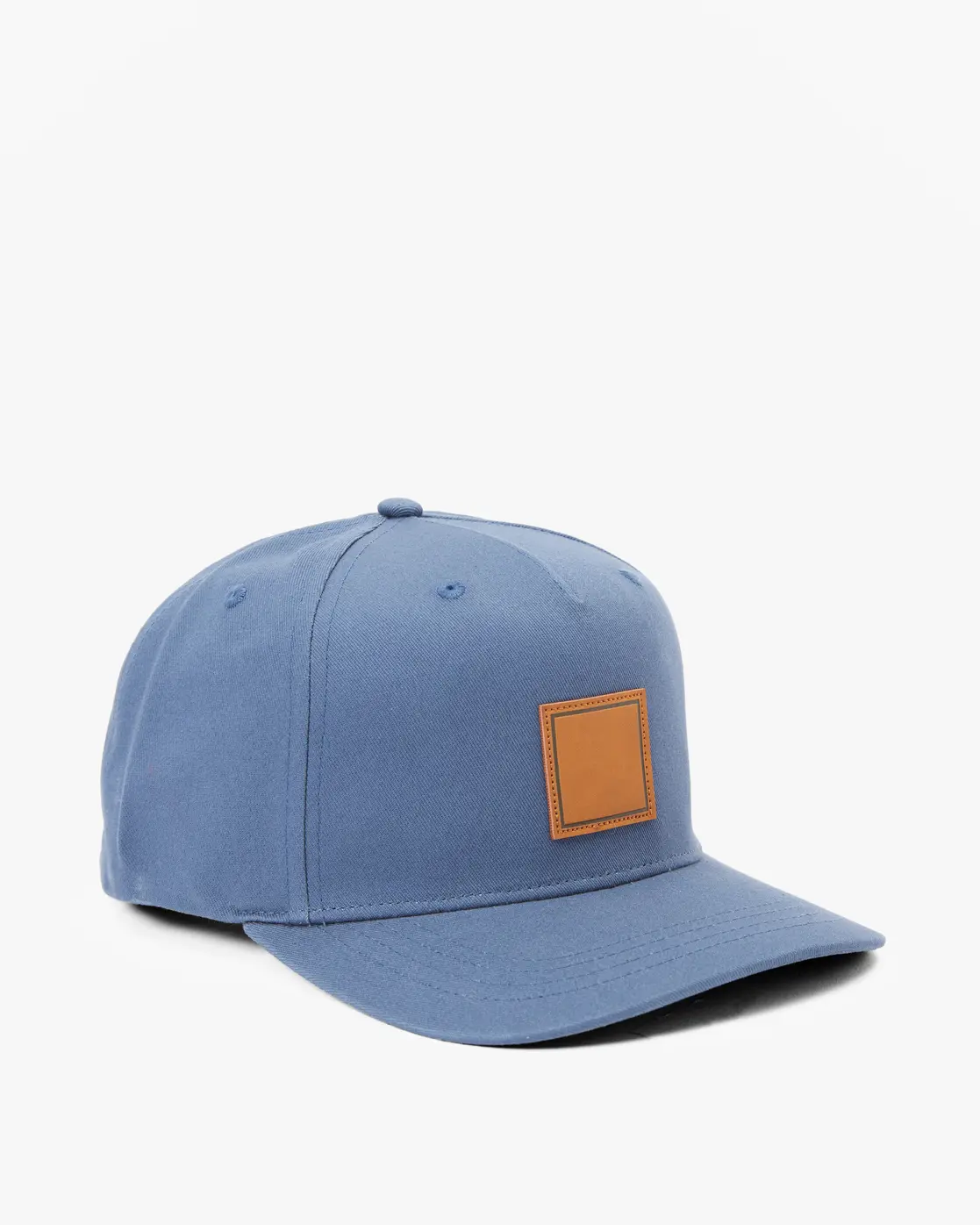 Blue Color Adjustable Outdoor Sporty Style 5-Panel Leather Patch Logo High Quality Medium Profile Unisex Snapback Caps 3