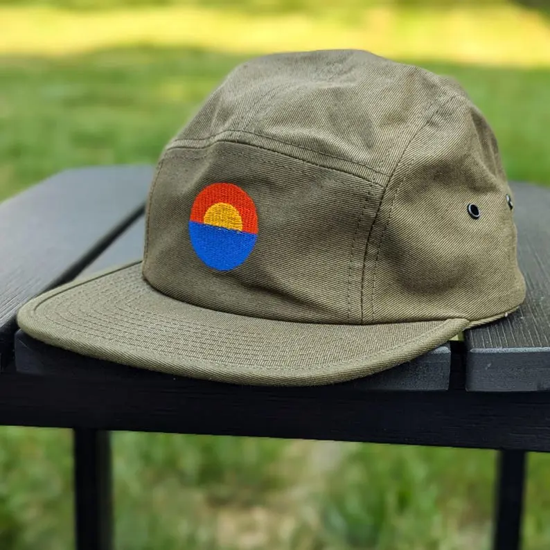Breathable 5 Panel Camper Cap Vietnam Made Flat Brim Custom Embroidered Hat For Unisex Streetwear Camping Hiking Promotion L01 2